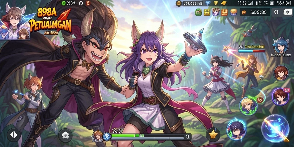 Tampilan gameplay 898A yang penuh aksi dan karakter Anime yang menarik.