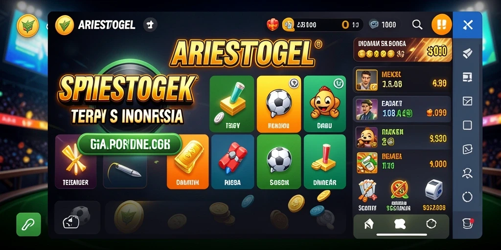 Tampilan antarmuka ARIESTOGEL yang menarik untuk taruhan olahraga.