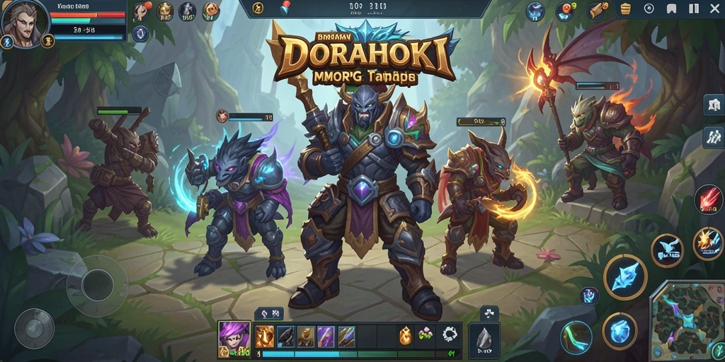 Screenshot gameplay DORAHOKI yang menunjukkan pertempuran seru.