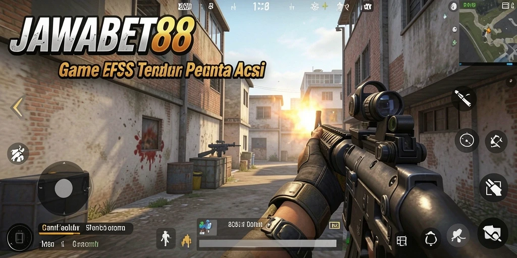 Tangkapan layar seru dari gameplay JAWABET88 yang menampilkan aksi FPS intens.