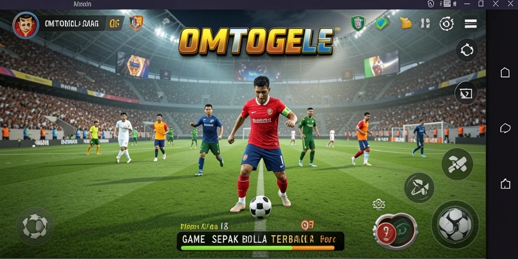 Tampilan gameplay seru dalam permainan sepak bola OMTOGEL.