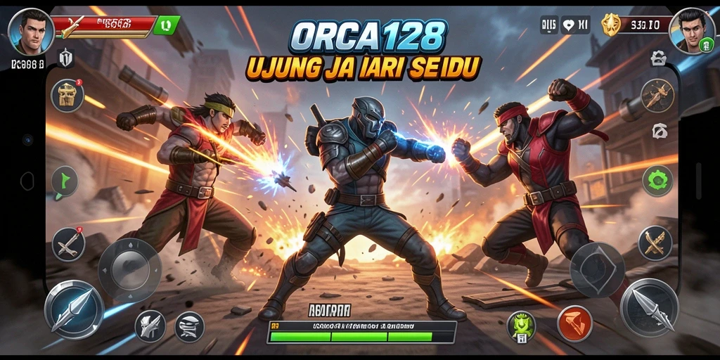 Tangkapan layar gameplay ORCA128 yang menampilkan aksi seru dan grafis menarik.