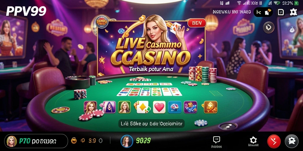 Screenshot gameplay PPV99 yang menunjukkan dealer langsung dalam aksi.