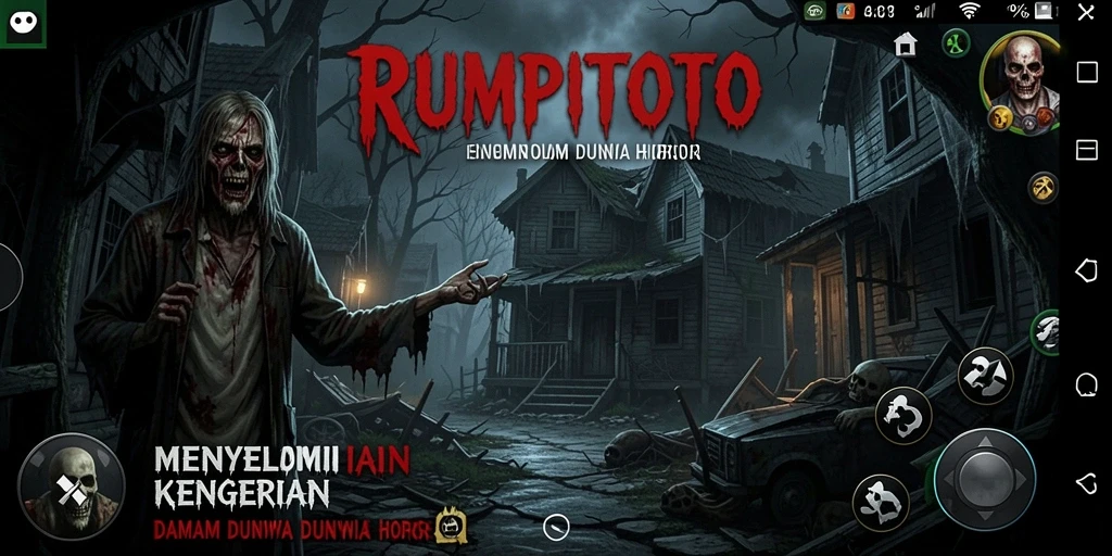 Gameplay RUMPITOTO yang menyeramkan dan menegangkan dalam atmosfer gelap.