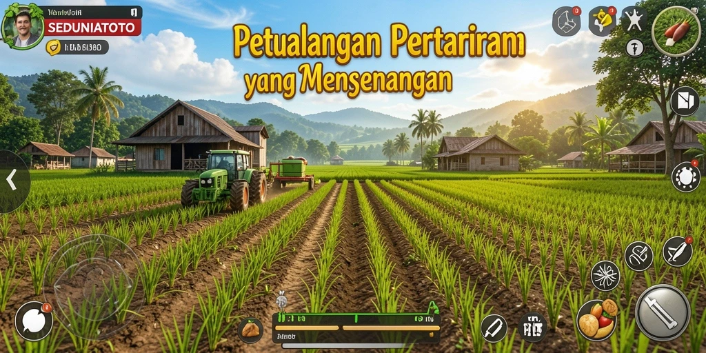 Tampilan gameplay pertanian di SEDUNIATOTO yang interaktif.