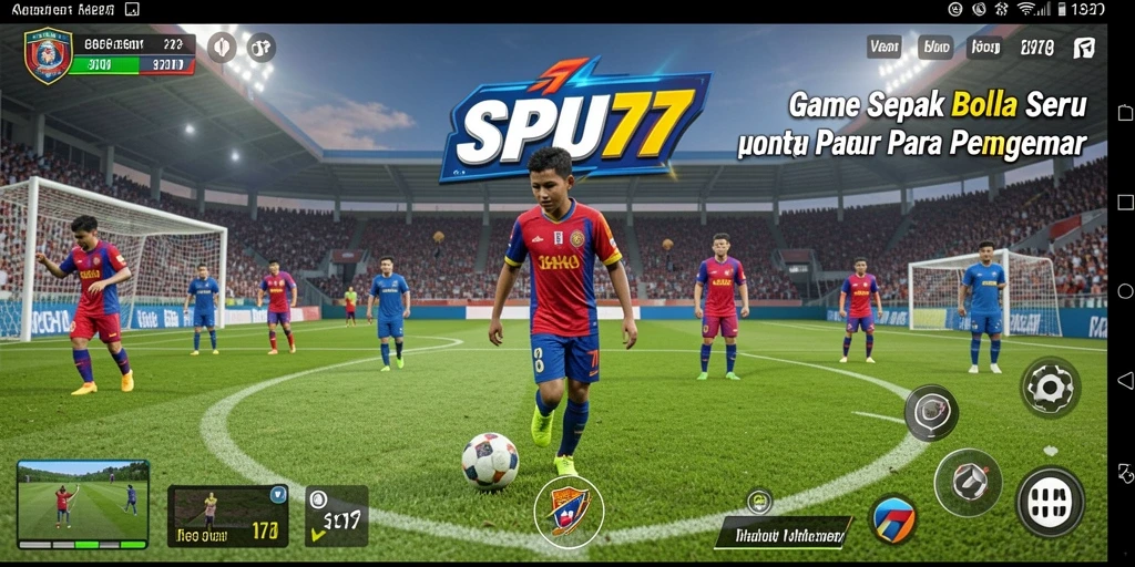 Tampilan gameplay seru dalam SPBU77 dengan aksi sepak bola yang mengagumkan.